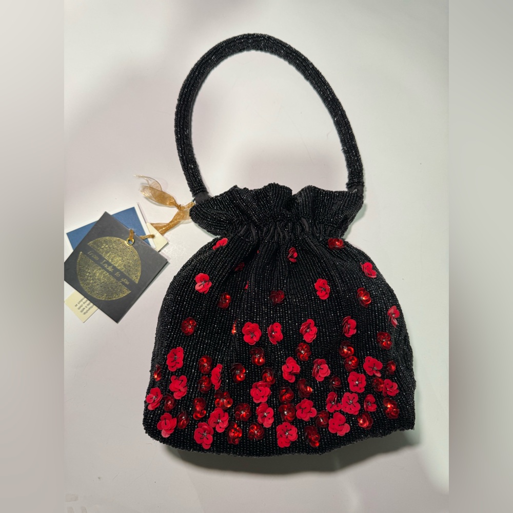 Chic Black and Red viral Beaded bag